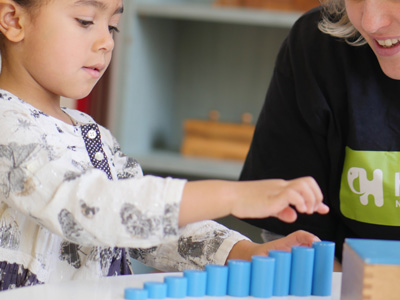 Child using Montessori equipment at Hove Village Child using Montessori equipment at Hove Village